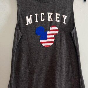 Disney Store Gray Woman's SZ SM Sequin Mickey Tank top Super Mickey Fan Summer